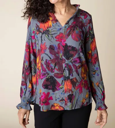 Habitat Vintage Print Flounce Shirt In Purple