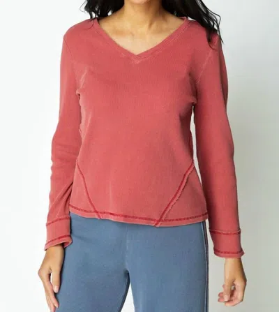 Habitat Waffle Knit Wrap Seam Top In Garnet In Multi
