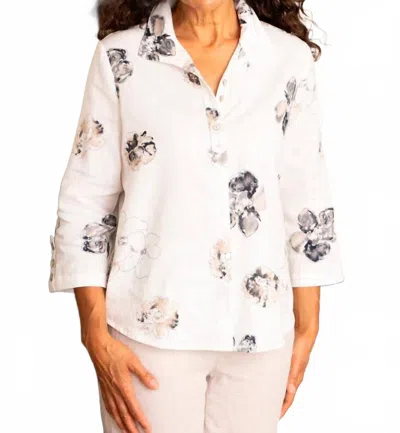 Habitat Watercolor Floral Swing Buttoned Shirt In Beige In White