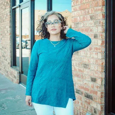 Habitat Waterfall Tunic Top In Teal In Blue