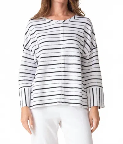 Habitat Weekend Terry Striped Boxy Crew Neck Pullover In White