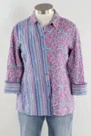 Habitat Women's 3/4 Sleeves Button Down Shirt In Mulberry In Red