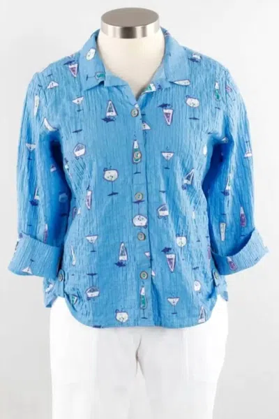 Habitat Women's Side Tab Shirt Top In Azure In Blue