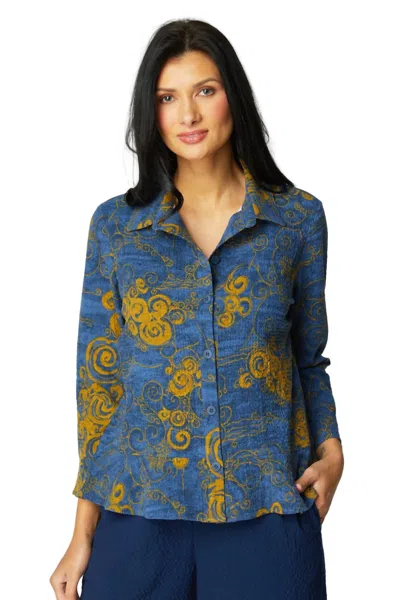 Habitat Woodblock Flounce Shirt In Navy In Blue