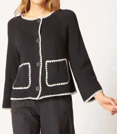Habitat Yin Yang Collarless Cardigan In Black