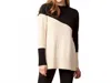 Habitat Yin Yang Color Block Funnel Neck Sweater In Black And White In Multi