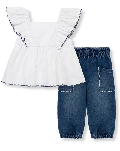 Habitual Kids' 2pc Knit Denim Pant Set In Blue