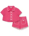 Habitual 2pc Piped Short Set In Pink
