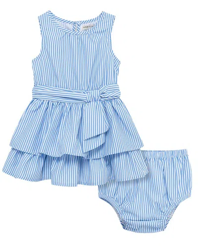 Habitual 2-tier Flounce Dress In Blue