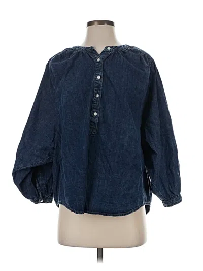 Pre-owned Habitual 3/4 Sleeve Button Down Shirt In Blue