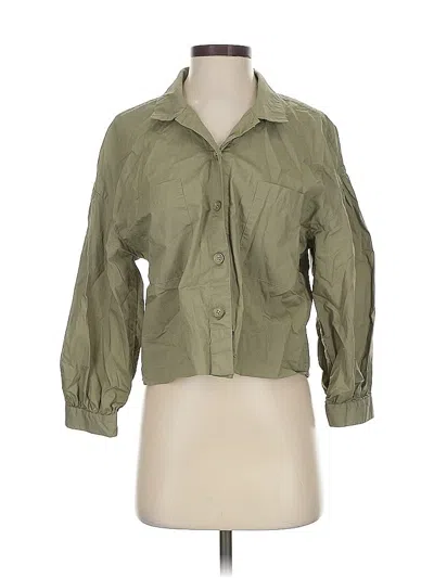Pre-owned Habitual 3/4 Sleeve Button Down Shirt In Green