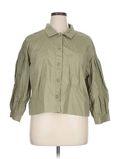 Pre-owned Habitual 3/4 Sleeve Button Down Shirt In Green