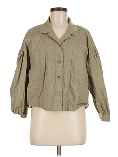 Pre-owned Habitual 3/4 Sleeve Button Down Shirt In Green