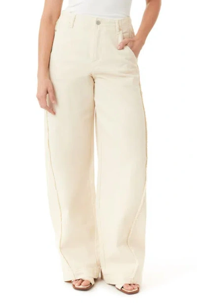 Habitual Aiden Frayed Relaxed Barrel Wide Leg Jeans In Neutral