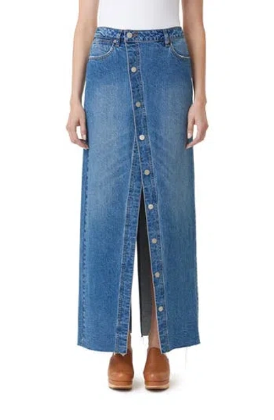 HABITUAL HABITUAL ASYMMETRIC BUTTON-UP DENIM MAXI SKIRT