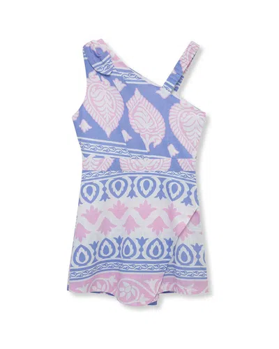Habitual Kids' Asymmetrical Tie Romper In Purple
