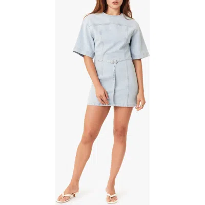 Habitual Belted Denim Minidress In Blue