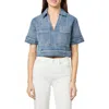 Habitual Boxy Crop Denim Shirt In Marine