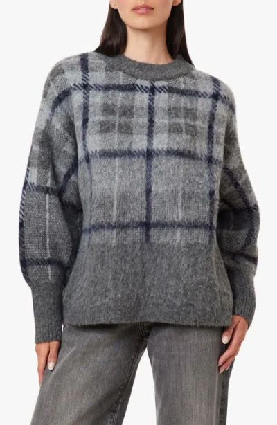 Habitual Brushed Plaid Sweater In Gray