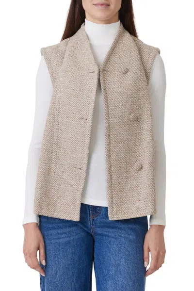 Habitual Brushed Twill Vest In Oatmeal In White