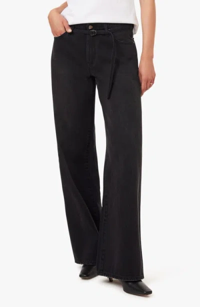 Habitual Brynn Belted High Waist Ankle Wide Leg Jeans In Black