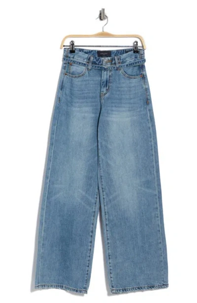 Habitual Brynn Belted High Waist Ankle Wide Leg Jeans In Black