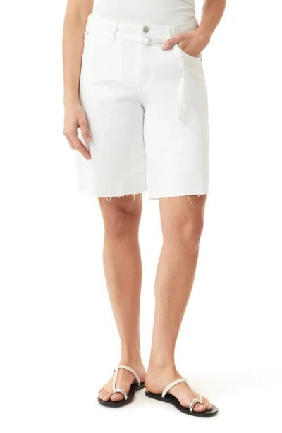 Habitual Brynn High Waist Raw Hem Bermuda Jeans In White