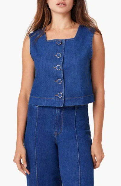 Habitual Button Front Denim Vest In Blue