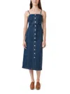 Habitual Button-up Denim Midi Dress In Blue