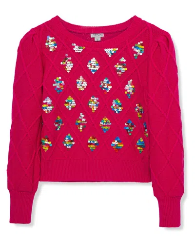 Habitual Kids' Cable Sweater In Red
