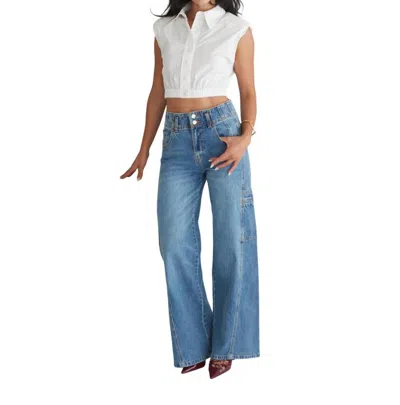 Habitual Cargo Extra Wide Leg Jean In Ocean In Marine