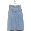 Habitual Center Slit Denim Midi Skirt