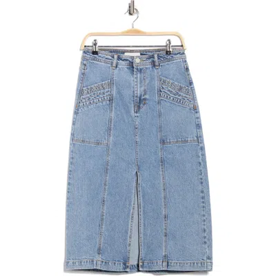 Habitual Center Slit Denim Midi Skirt