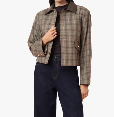 Habitual Check Swing Jacket In Brown Houndstooth In Multi