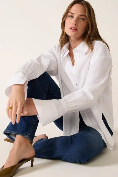 Habitual Cinch Cuff Poplin Shirt In White