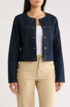 Habitual Collarless Denim Jacket In Blue