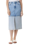 HABITUAL HABITUAL COLORBLOCK DENIM MIDI SKIRT