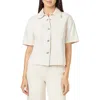 Habitual Cotton Crop Shirt Jacket In Ecru