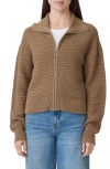 Habitual Cotton Zip Cardigan In Moss