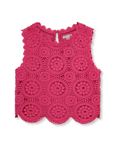 Habitual Kids' Crochet Tank Top In Pink