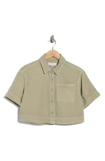 Habitual Crop Stretch Cotton Shacket In Brown