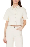 Habitual Crop Stretch Cotton Shacket In White
