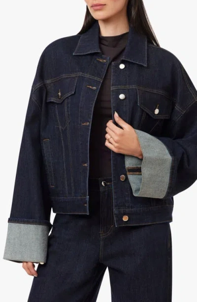 Habitual Cuffed Denim Trucker Jacket In Blue