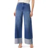 Habitual Cuffed Low Slung Wide Leg Jeans In Blue