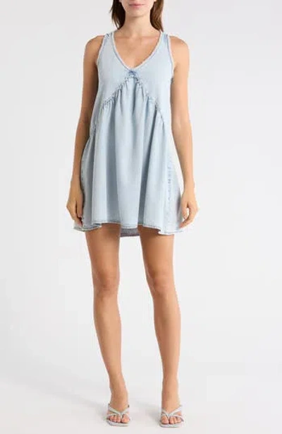 Habitual Denim Babydoll Dress In Blue