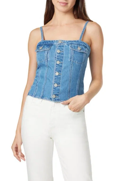 Habitual Denim Bustier Crop Top In Surf