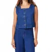Habitual Button Front Denim Vest In Blue