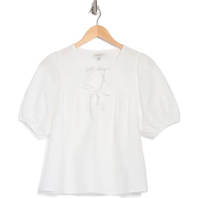 Habitual Double Tie Puff Sleeve Cotton Top