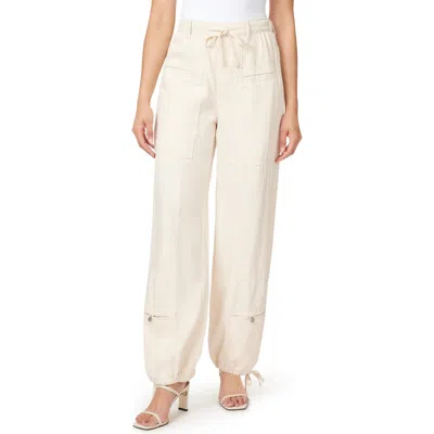 Habitual Drawstring Patch Pocket Pants In Ecru