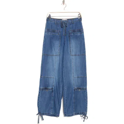 Habitual Drawstring Patch Pocket Pants In Lagoon